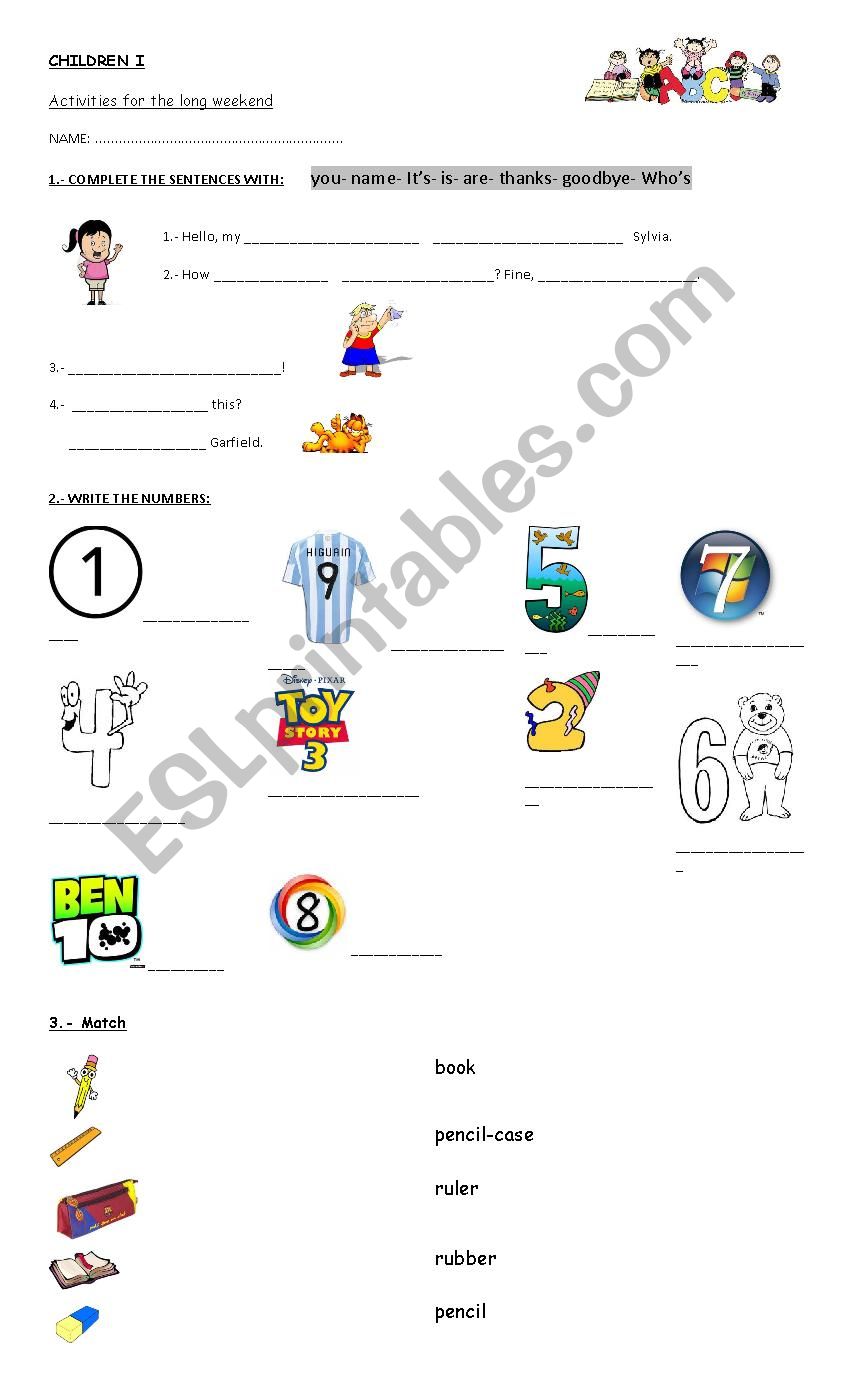 revision activities worksheet