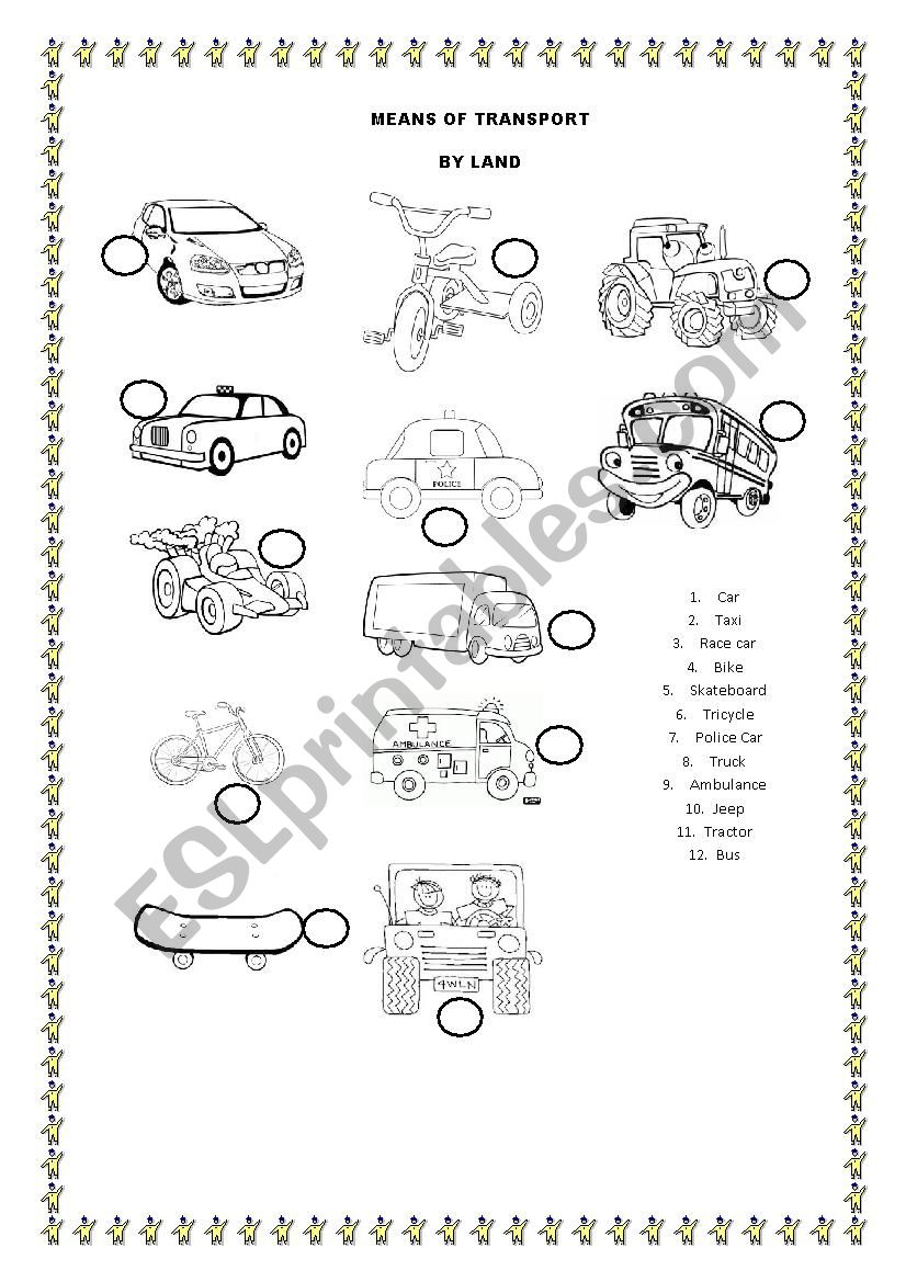 MEANS OF TRANSPORT worksheet