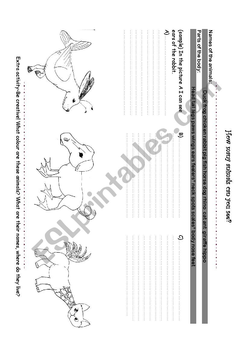 How many animals can you see? worksheet