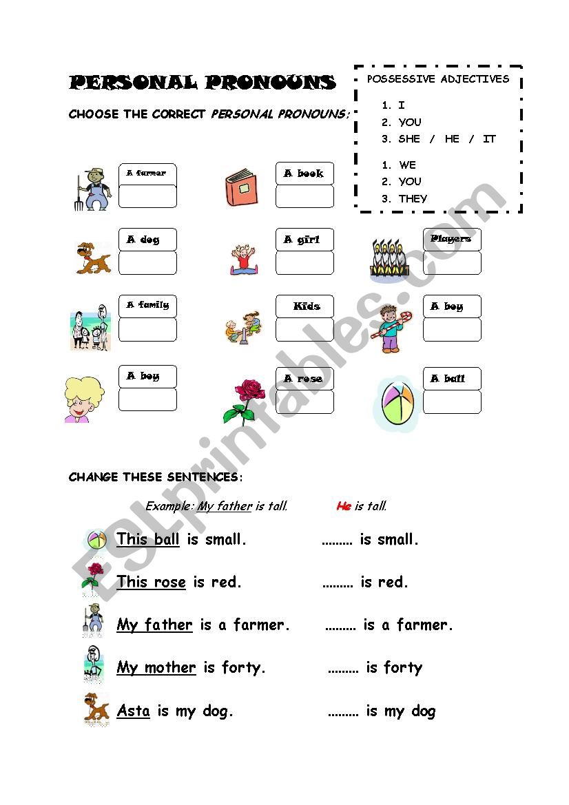 PERSONAL PRONOUNS worksheet