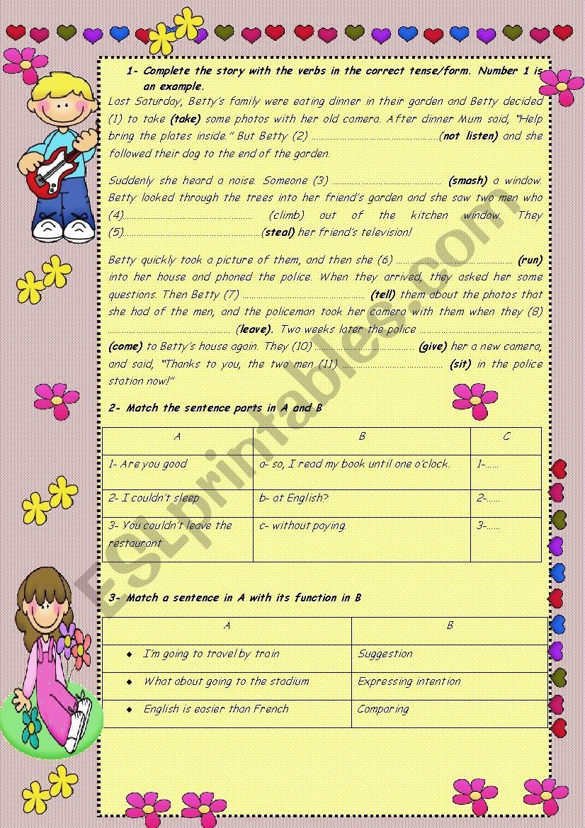 Language exercises worksheet