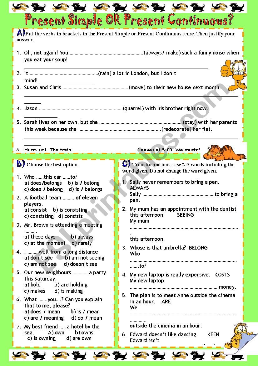 Present Simple Vs Present Continuous Quiz