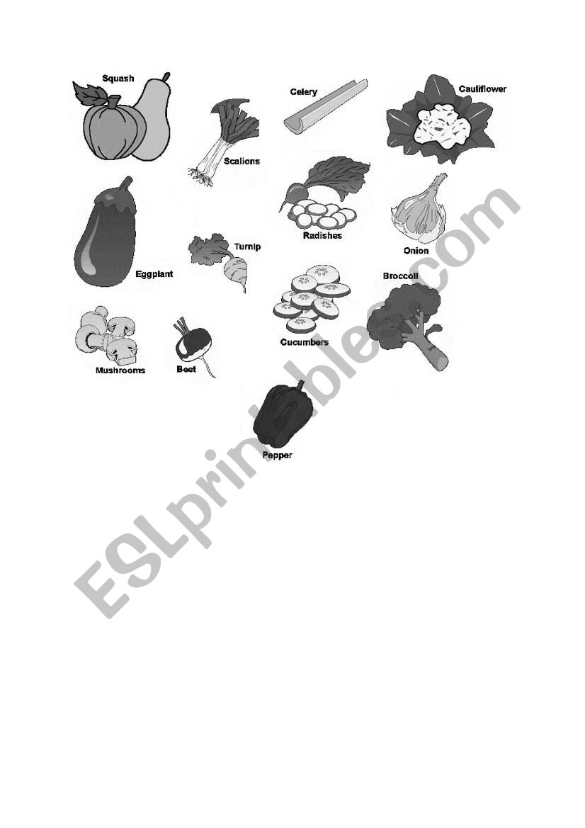 Vegetable worksheet