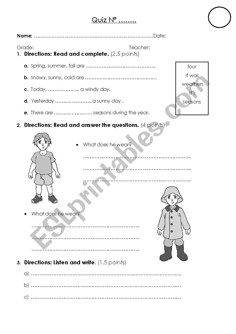 QUIZ N1 worksheet