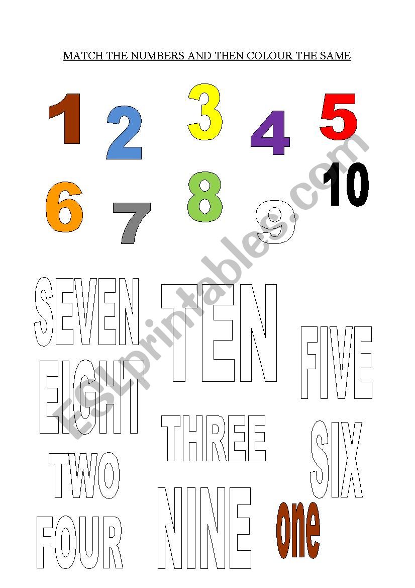 colourful numbers worksheet