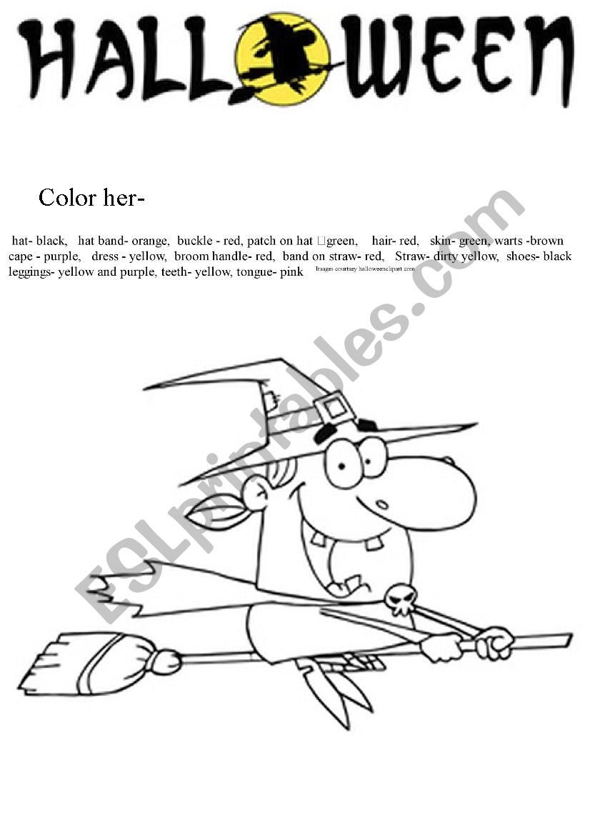 Color the Witch worksheet