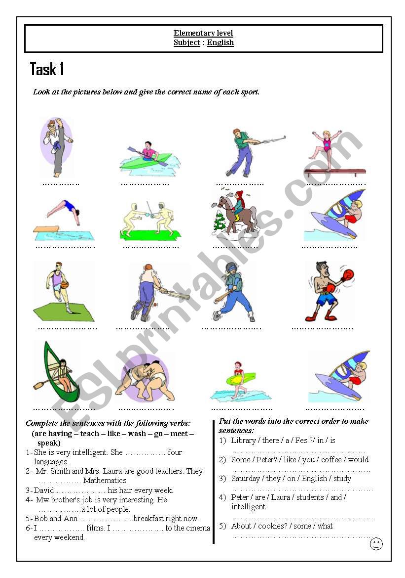 Exercise worksheet