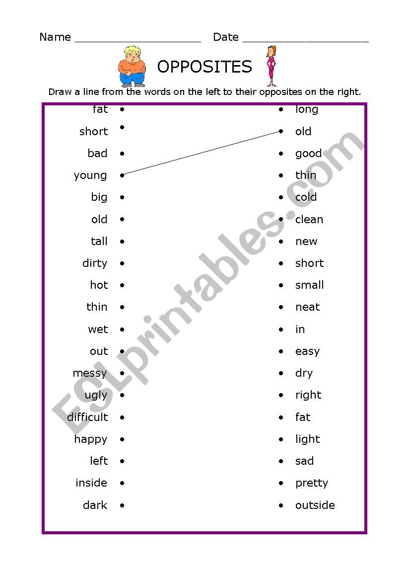 opposites worksheet