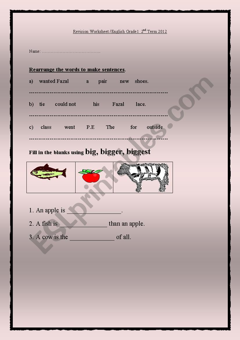 revision worksheet  worksheet