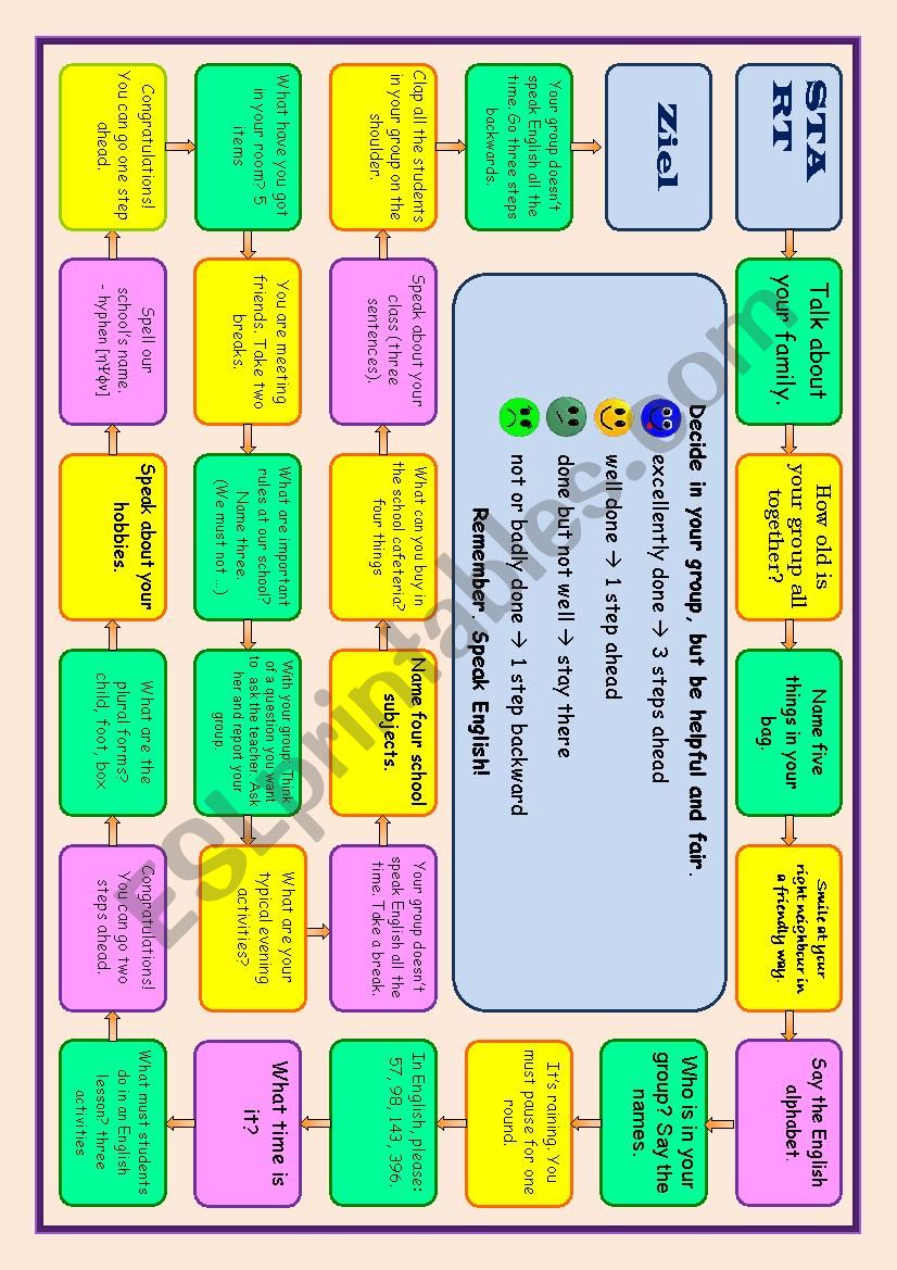 Board Game worksheet