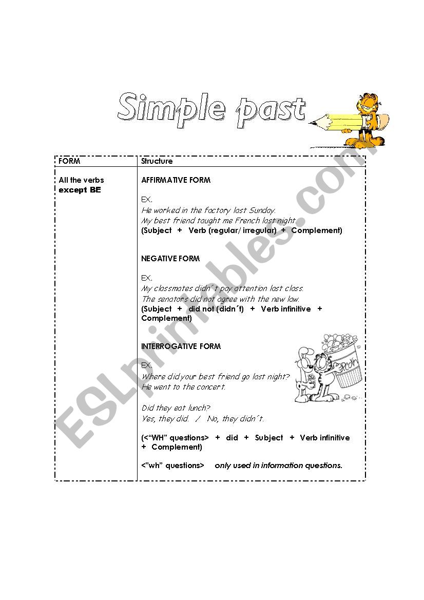 Simple past tense worksheet