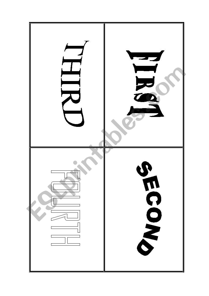 Ordinal numbers flashcards worksheet