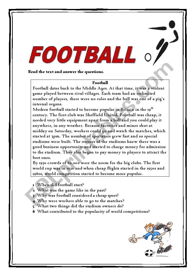 Football worksheet