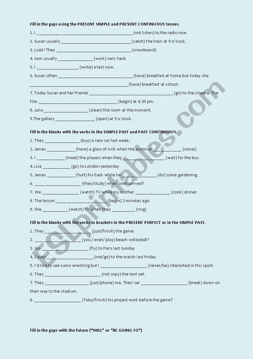 Grammar worksheet