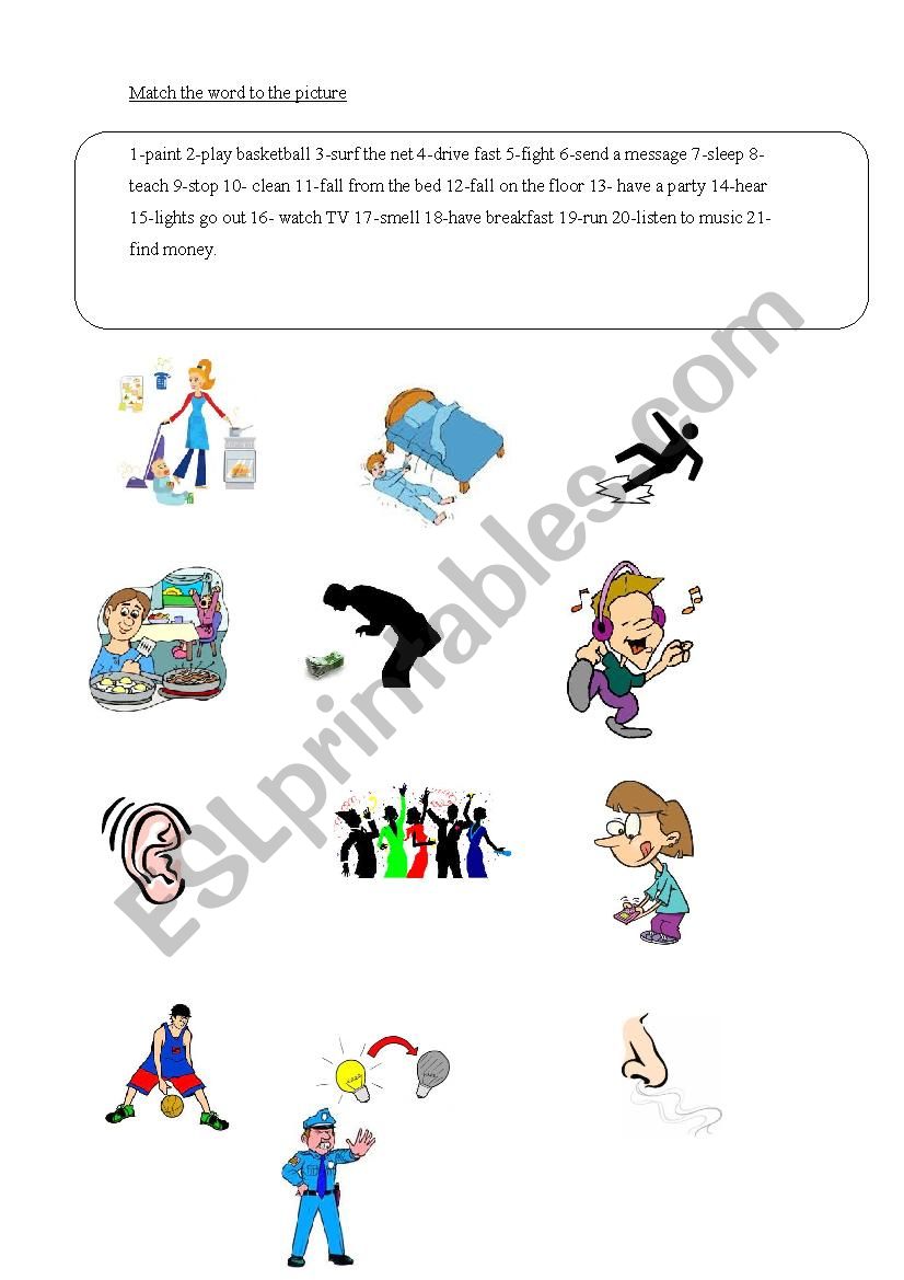 Action verbs worksheet