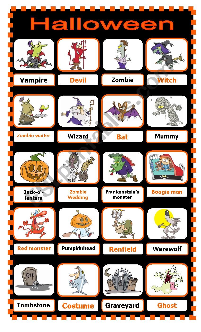Halloween Pictionary 1/2 worksheet