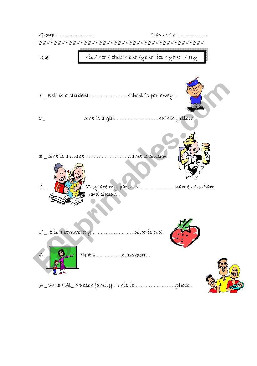 possessive adjectives worksheet