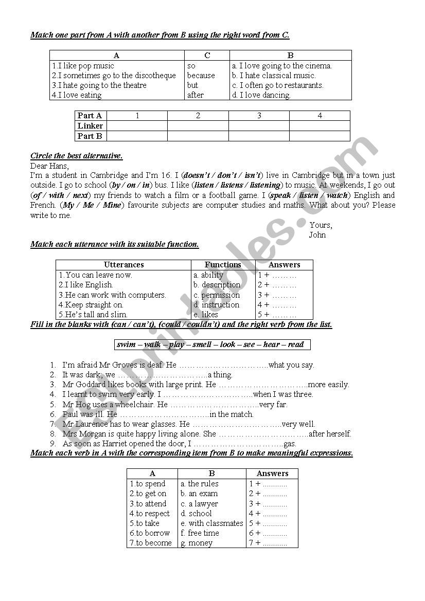 9th Form worksheet  12 worksheet