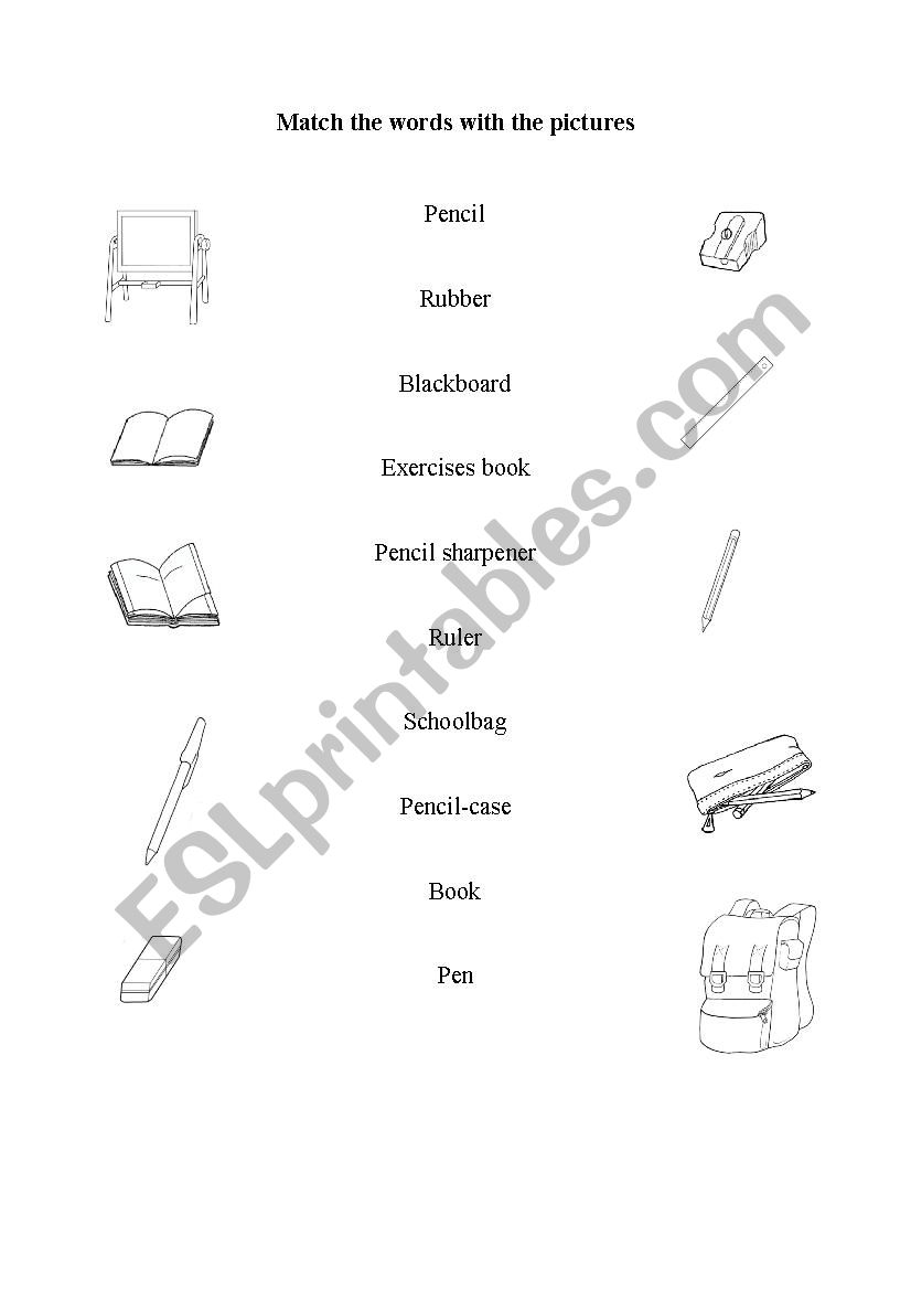 School objects  worksheet