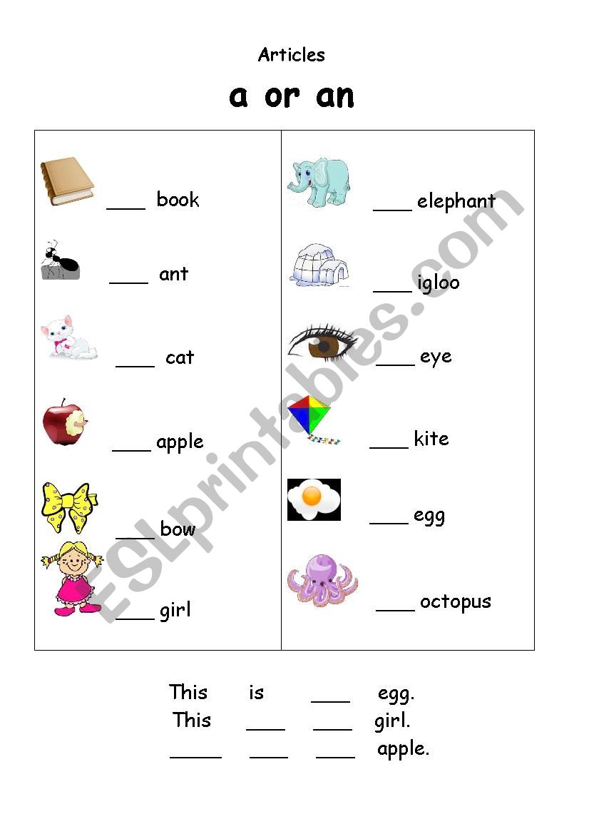 A-An worksheet