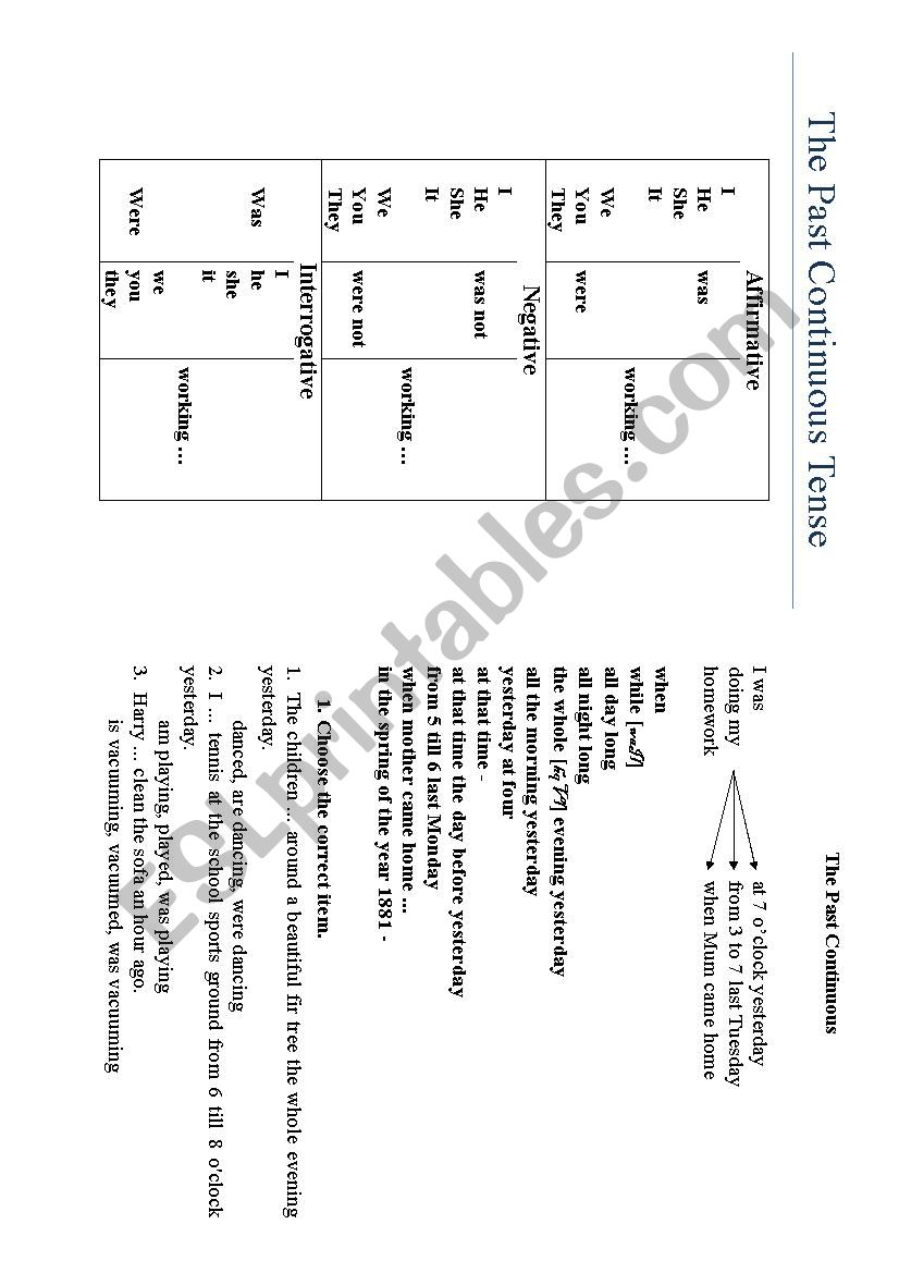 The Past Continuous Tense worksheet