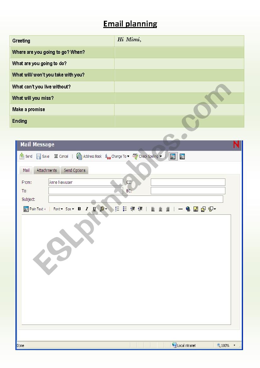 Writing email worksheet