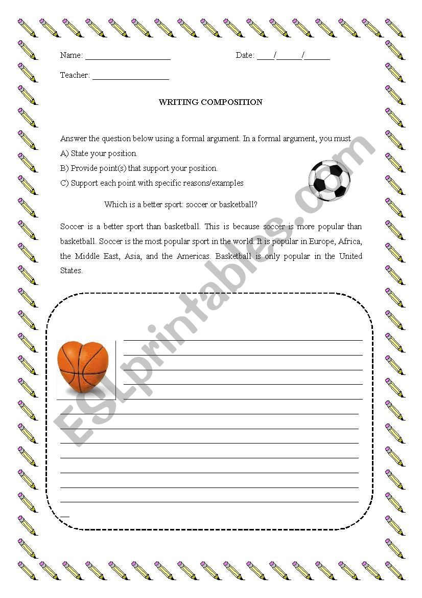 Writing Composition worksheet