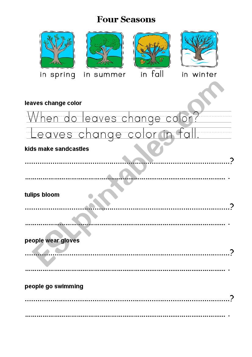 Seasons, present simple worksheet