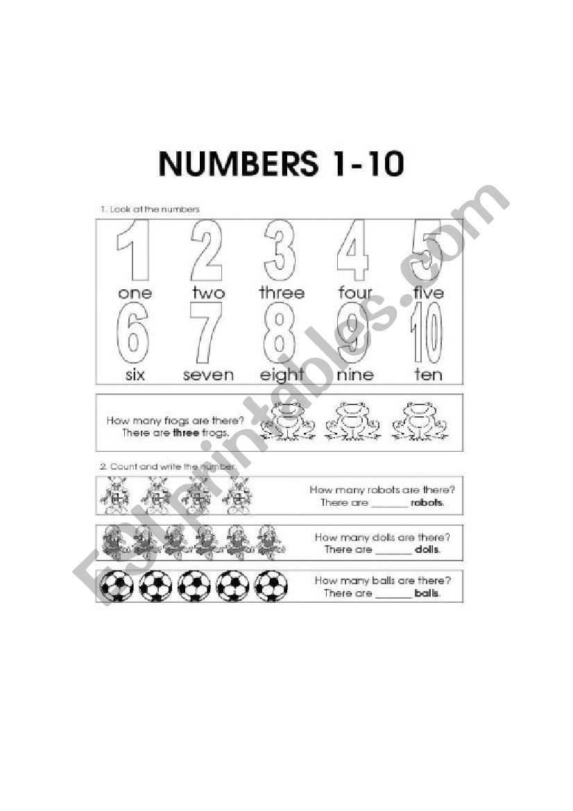 numbers from 1 to 10 worksheet