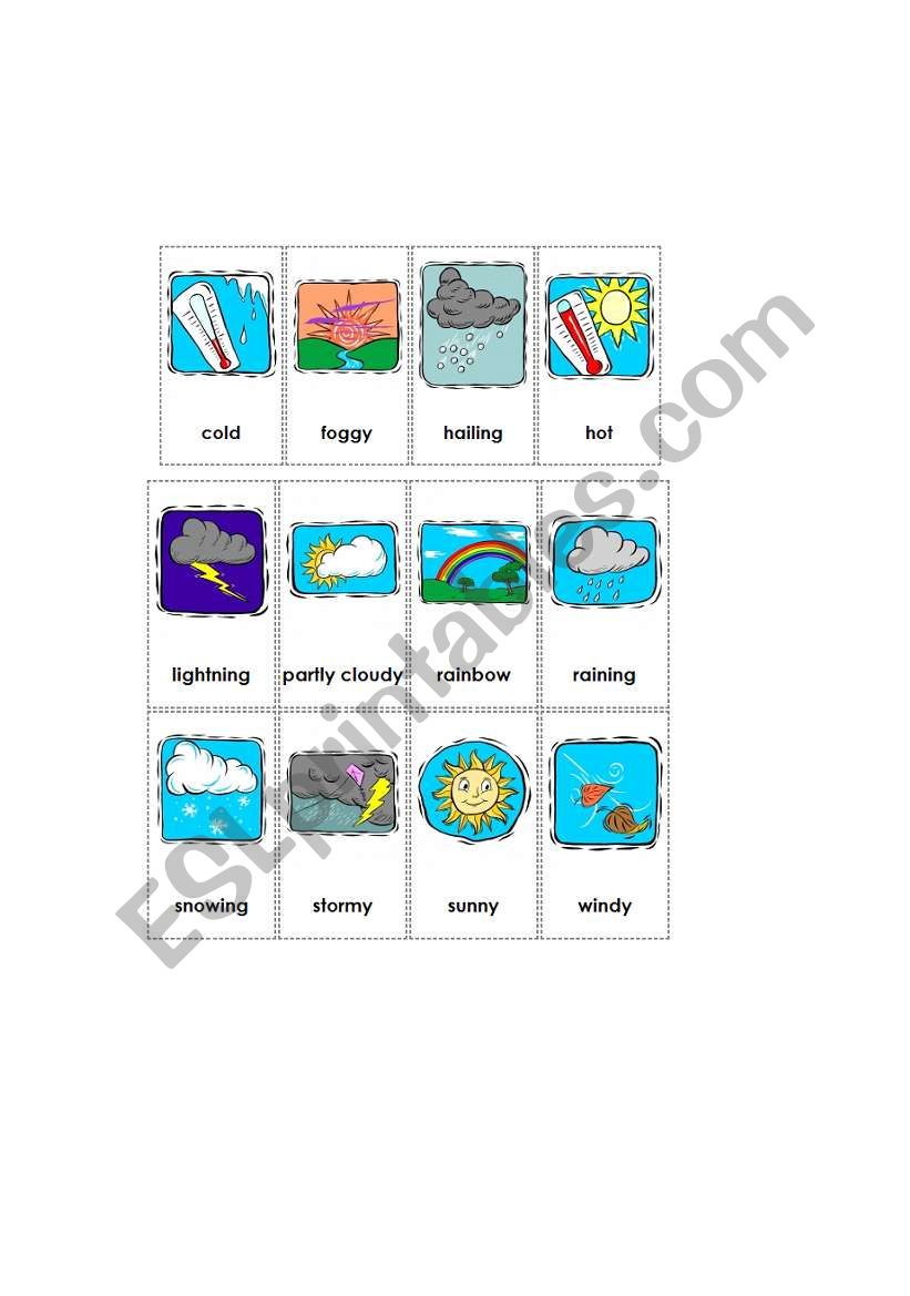 weather flashcard worksheet