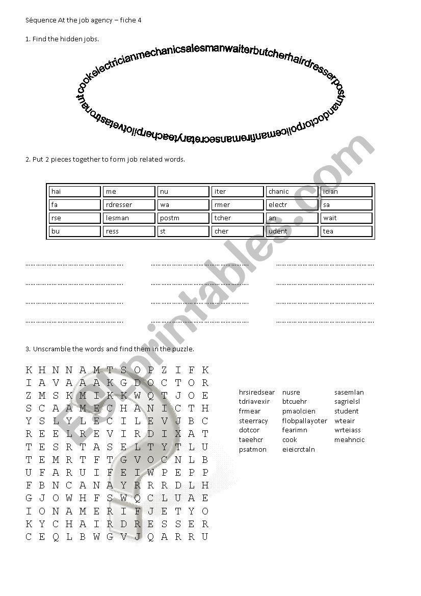 Jobs worksheet