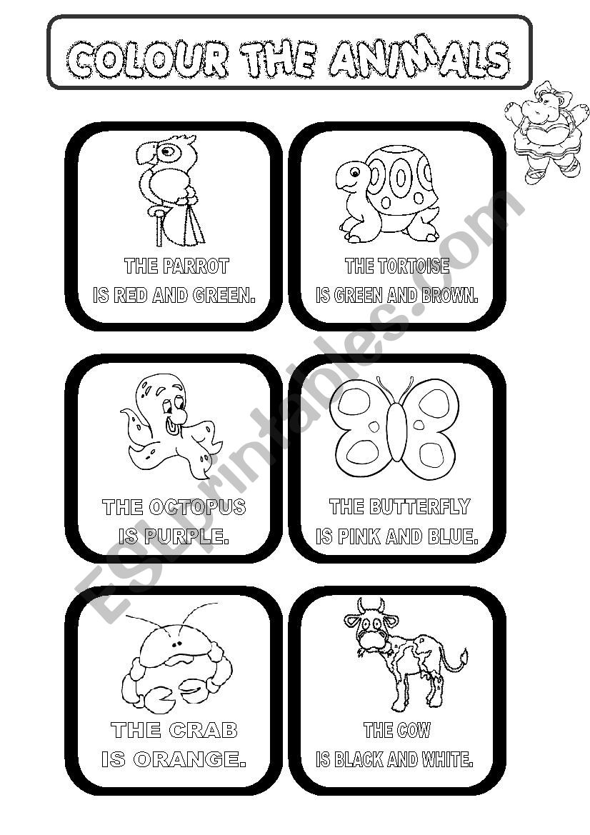 Colour the animals  worksheet