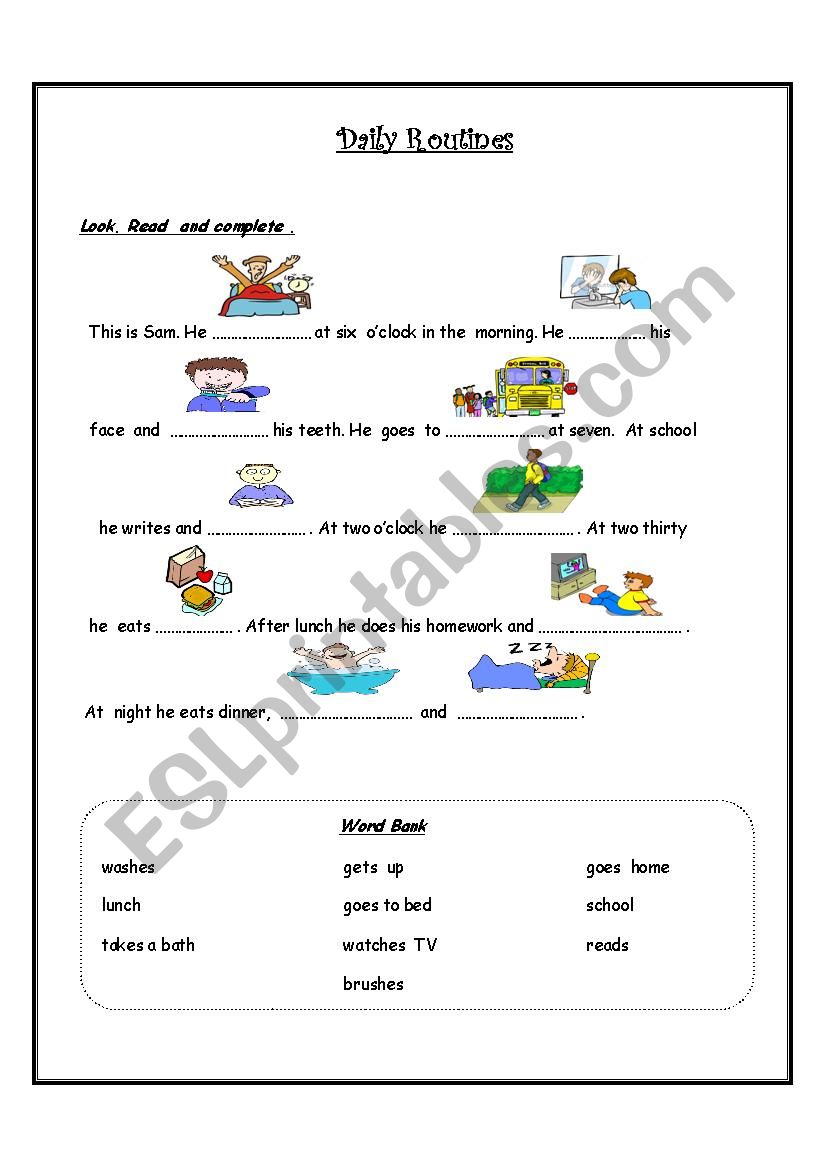 Daily Routines worksheet