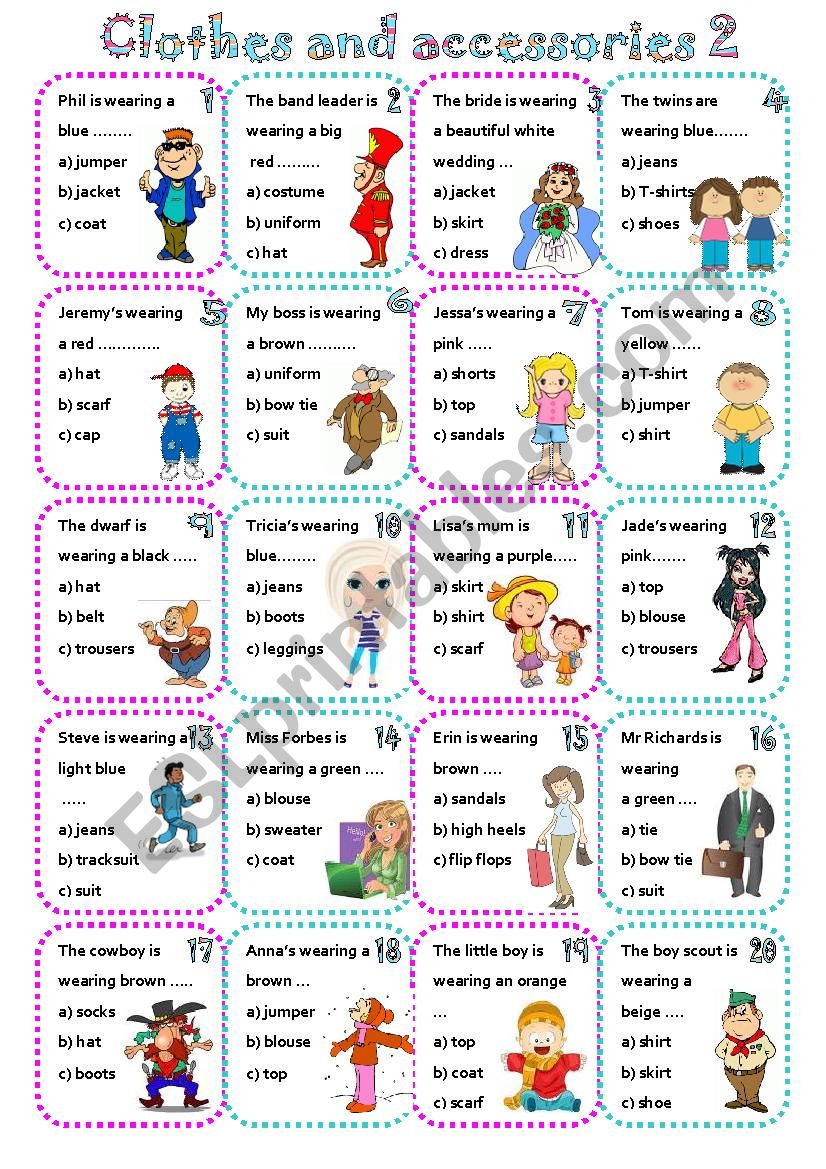 Clothes and accessories 2 worksheet