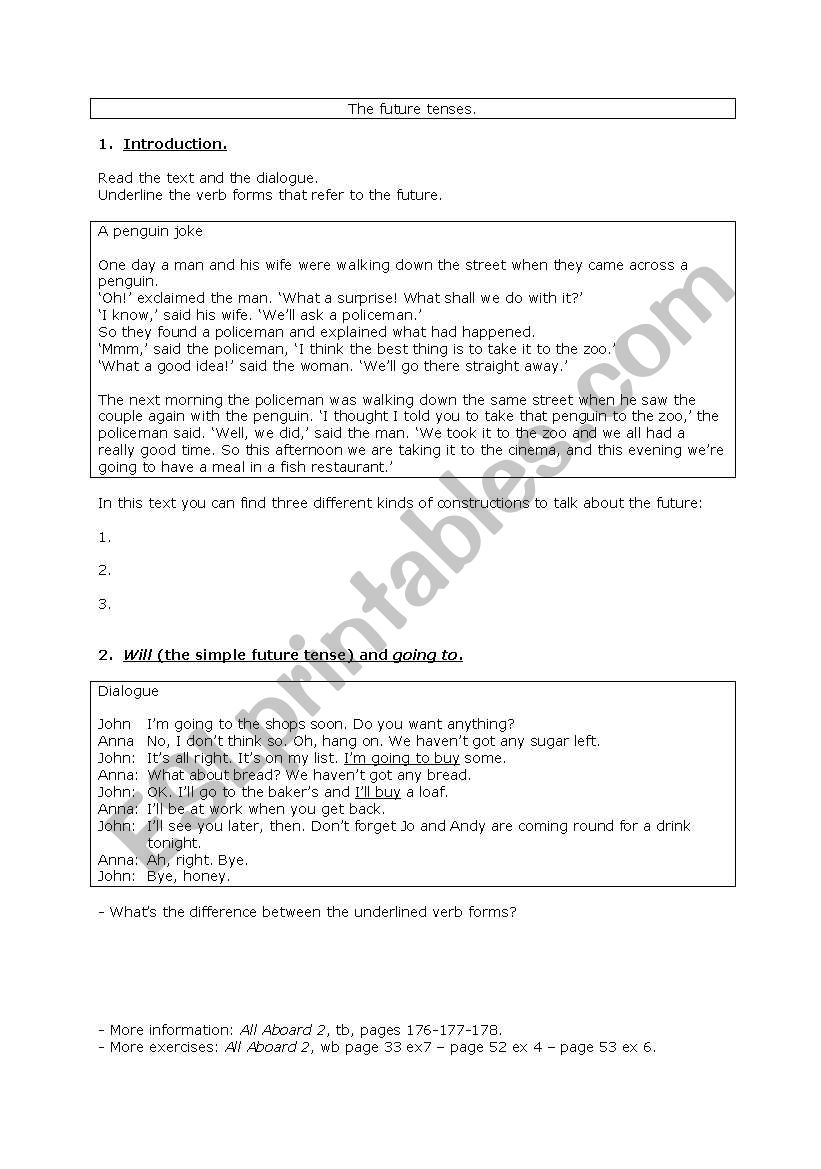 Future tenses worksheet