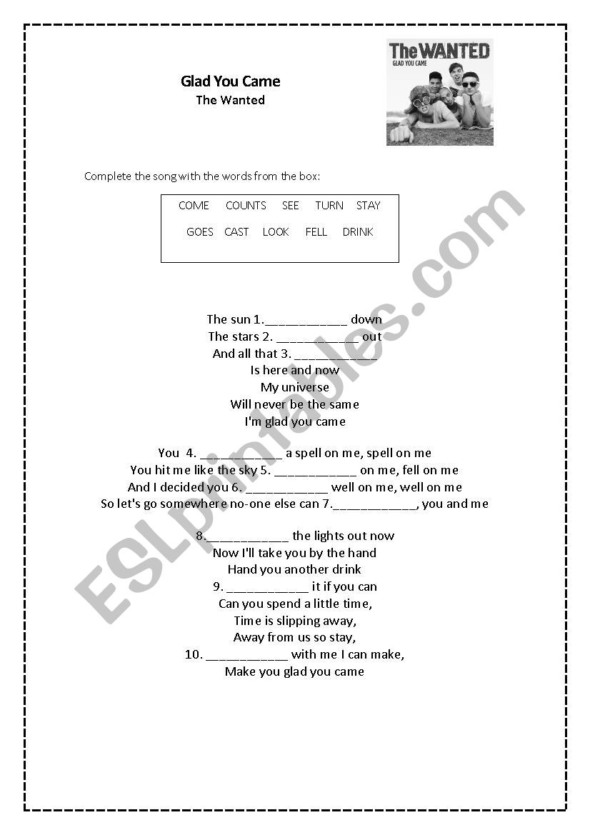 Song activity  worksheet