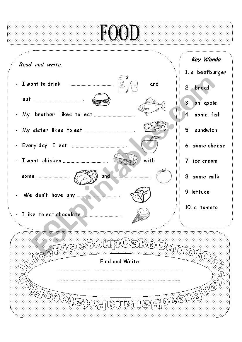 FOOD worksheet