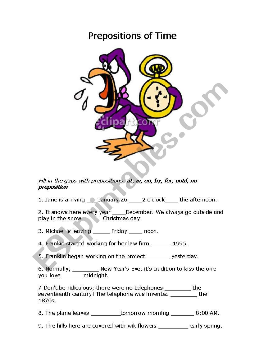 Prepositions of Time worksheet