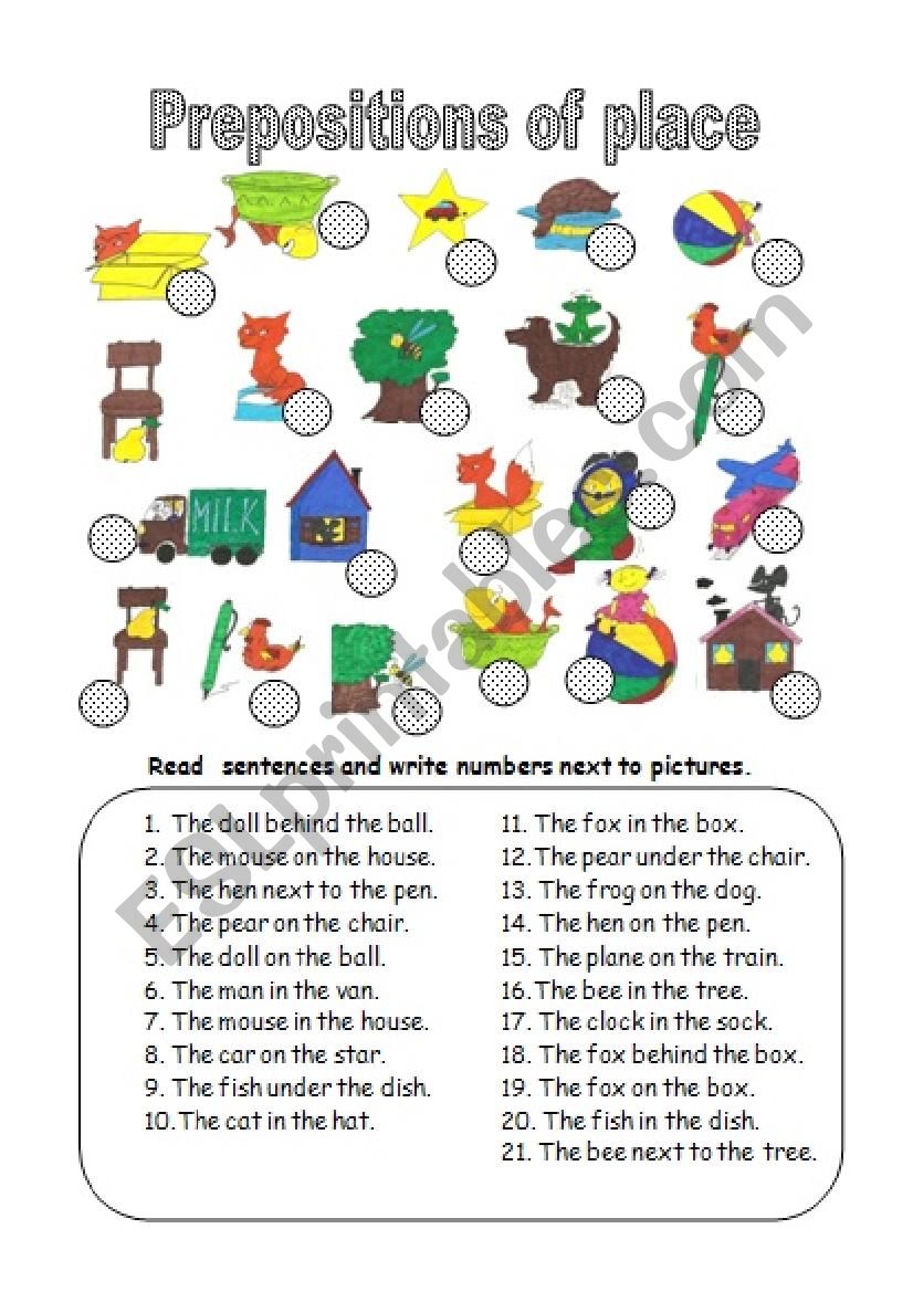 prepositions of place worksheet