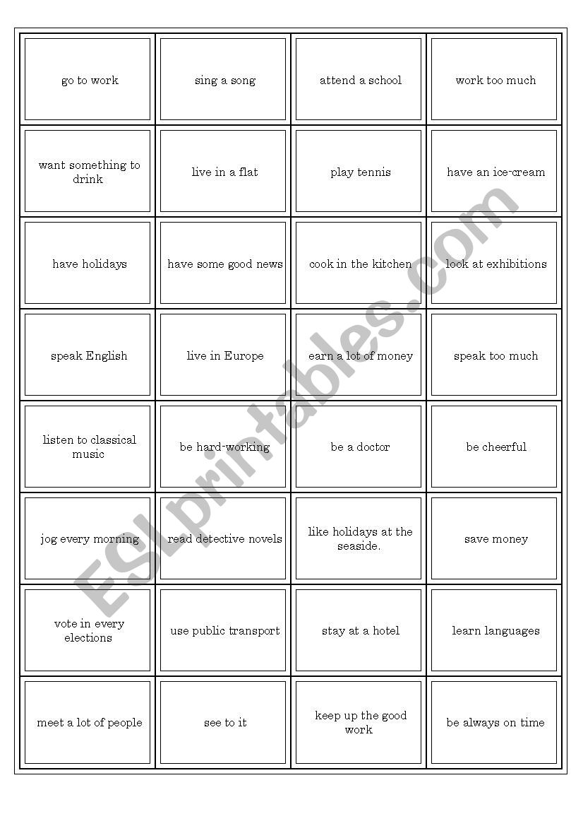 cards for practice of present simple- 4 pages