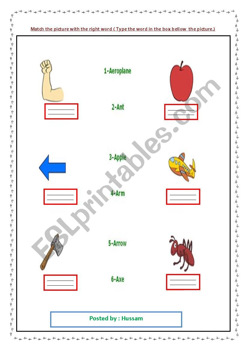 Matching Exercise worksheet