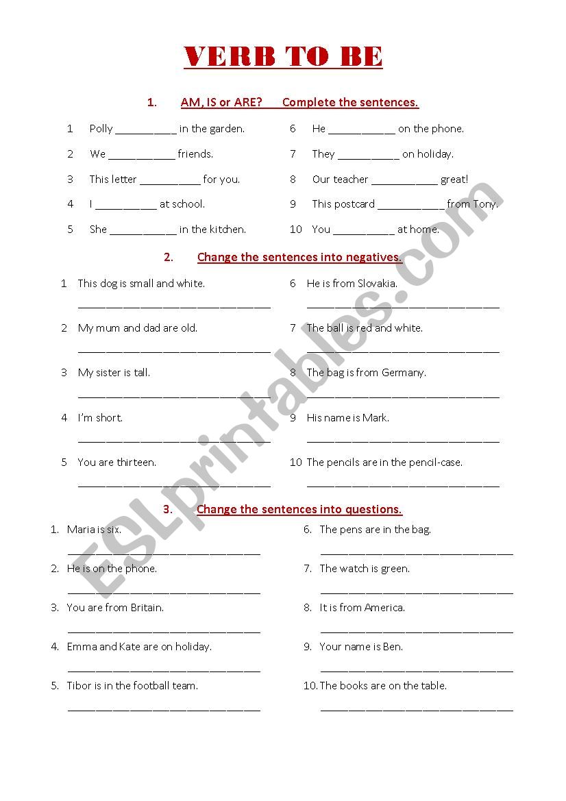 To be worksheet