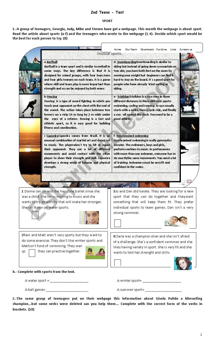 Elementary Test worksheet