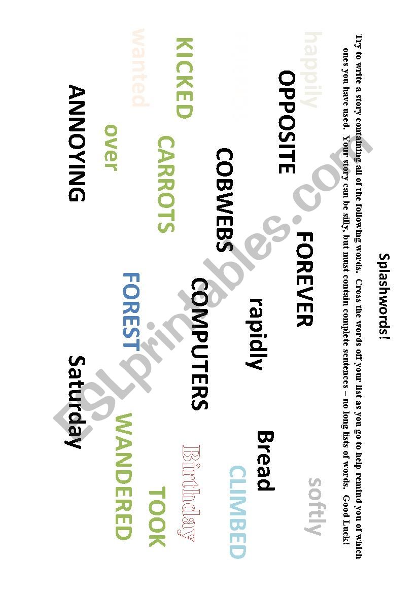 Splashwords worksheet