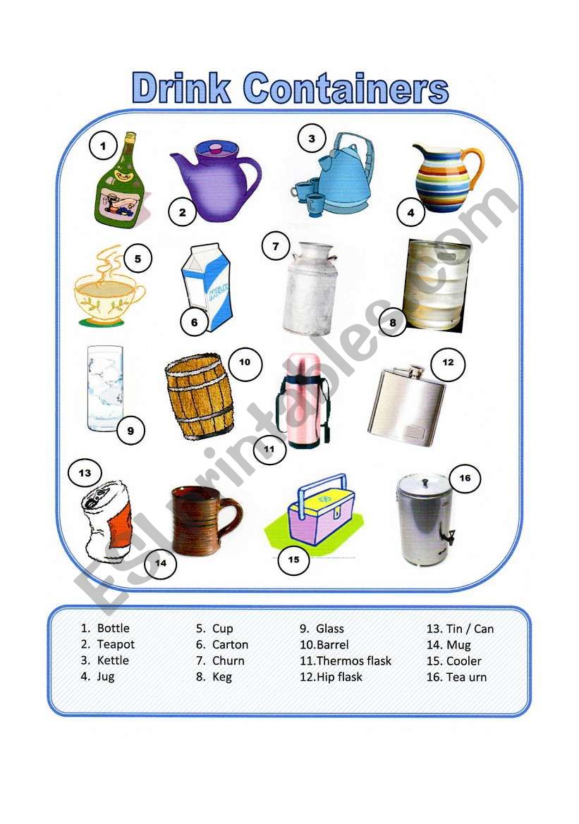 Drink Containers worksheet