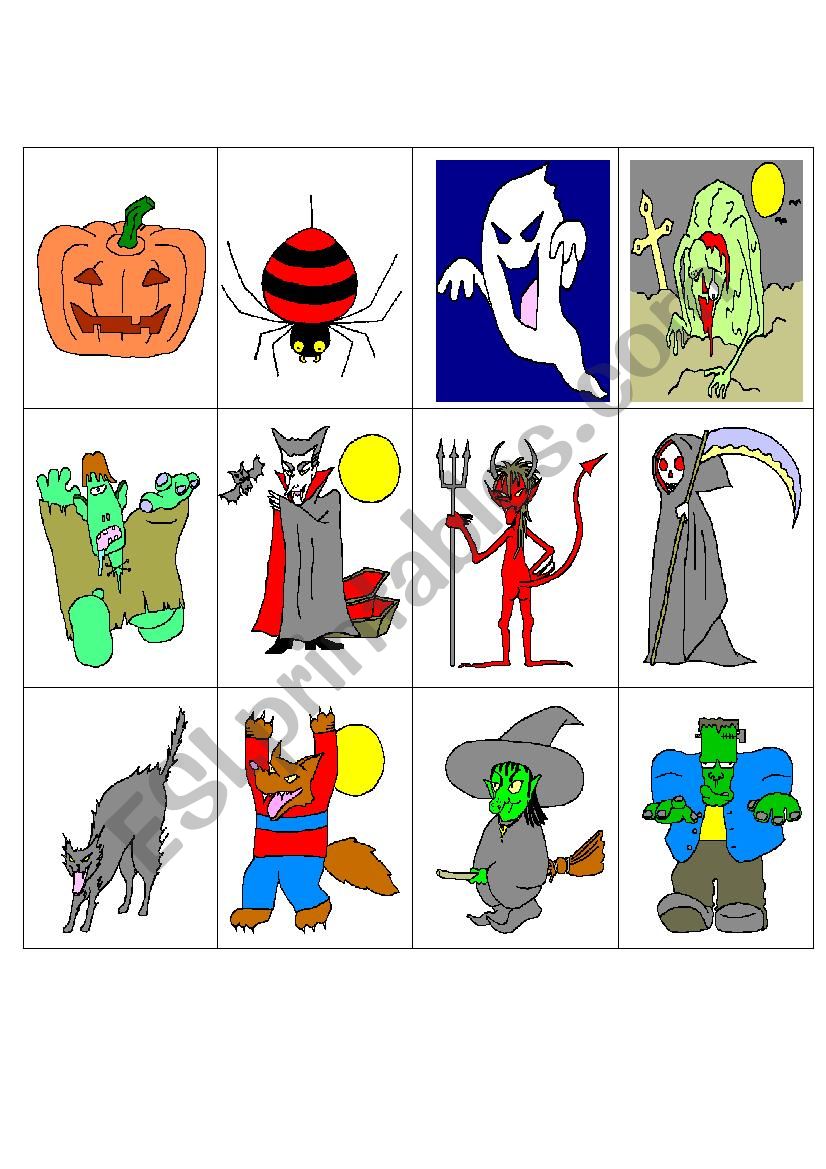Halloween Fruit Basket Cards worksheet