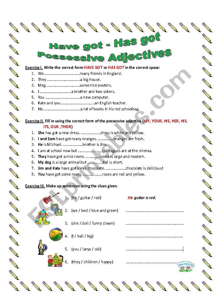 HAVE GOT - POSSESSIVE ADJECTIVES