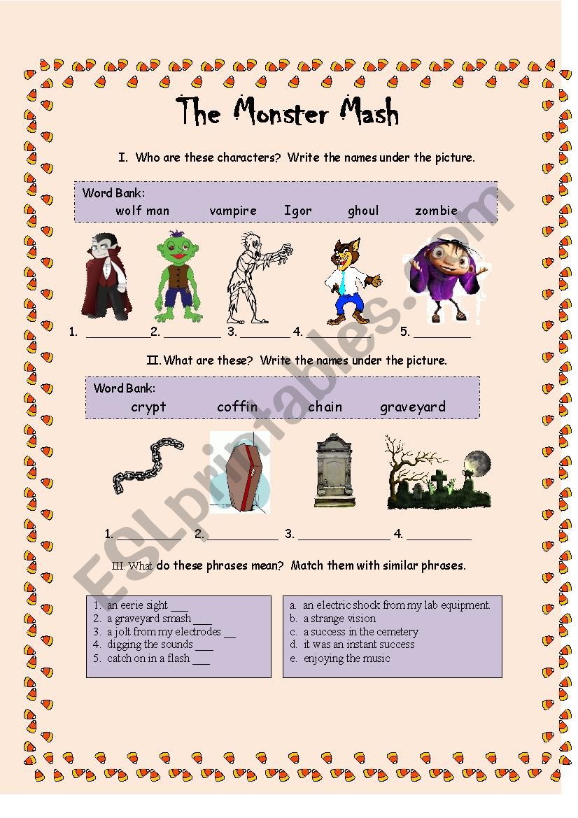 Monster Mash Part 1 worksheet