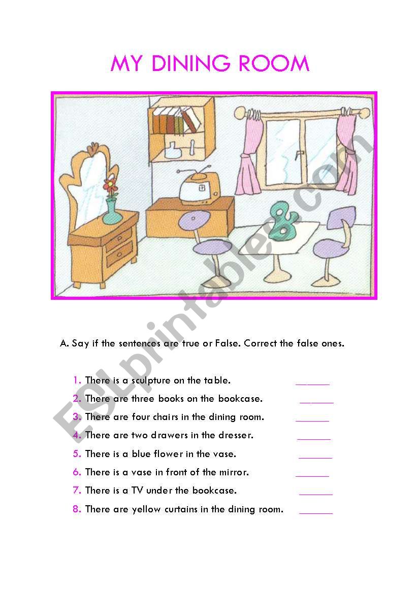 My Dining room worksheet