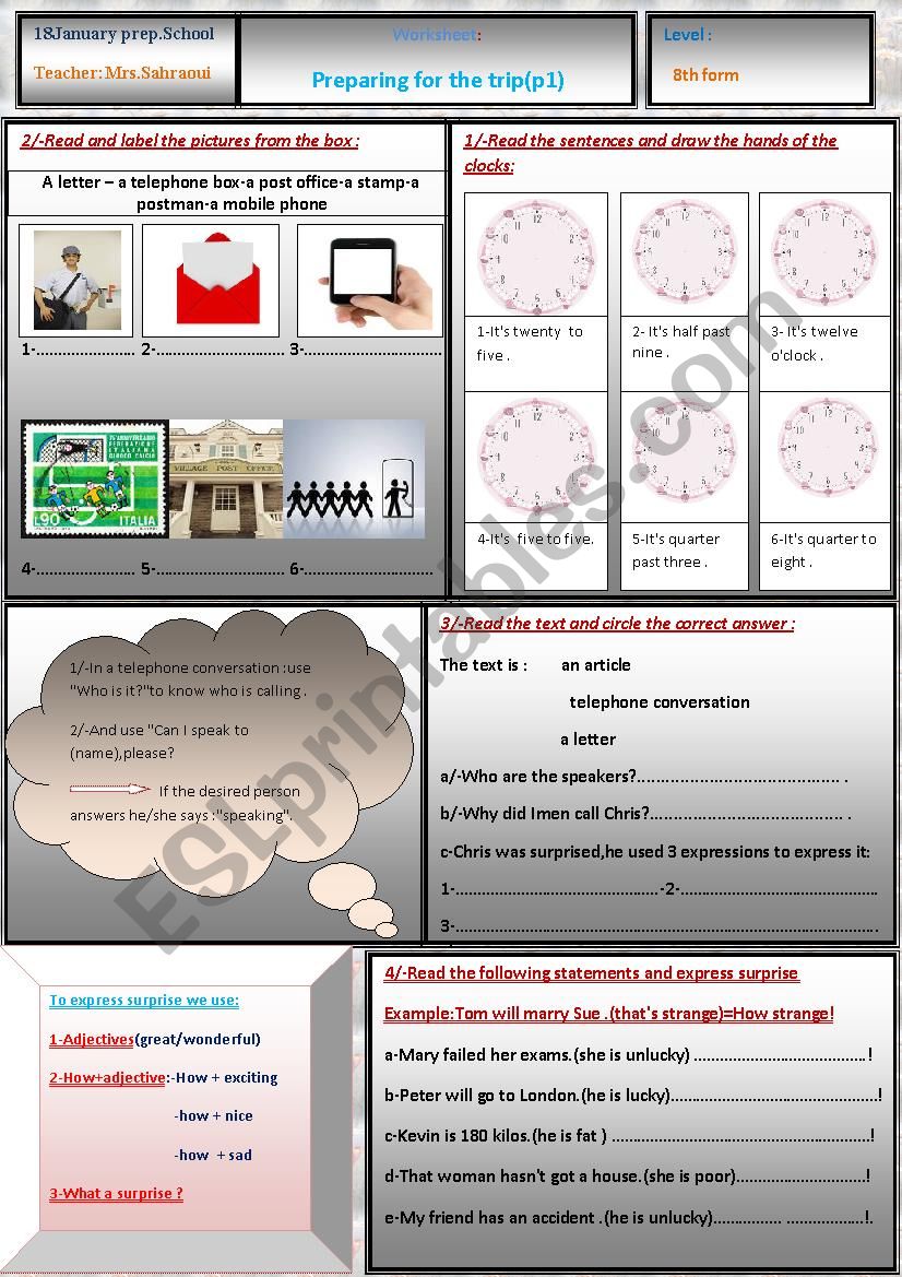 preparing for the trip part 1 worksheet